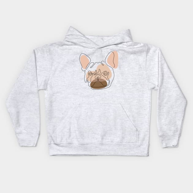 Modern One line Abstract Frenchie Kids Hoodie by huebucket